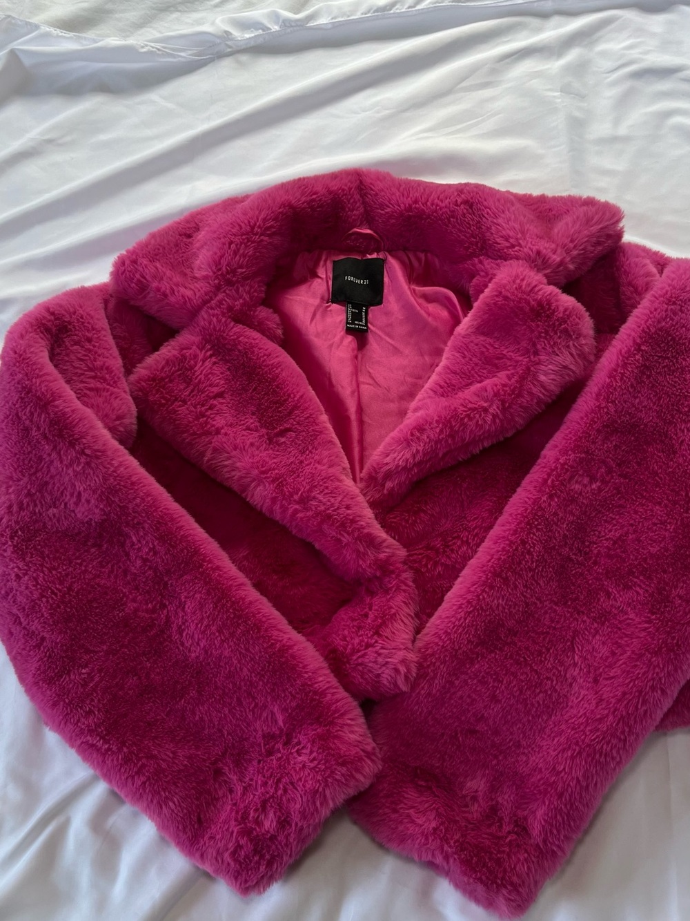 Forever 21 Hot Pink Plush Teddy Jacket